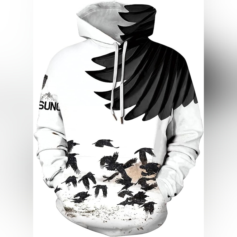 New Men's Graphic Drawstring Hoodie Sweater Multiple Sizes - Picture 1 of 5